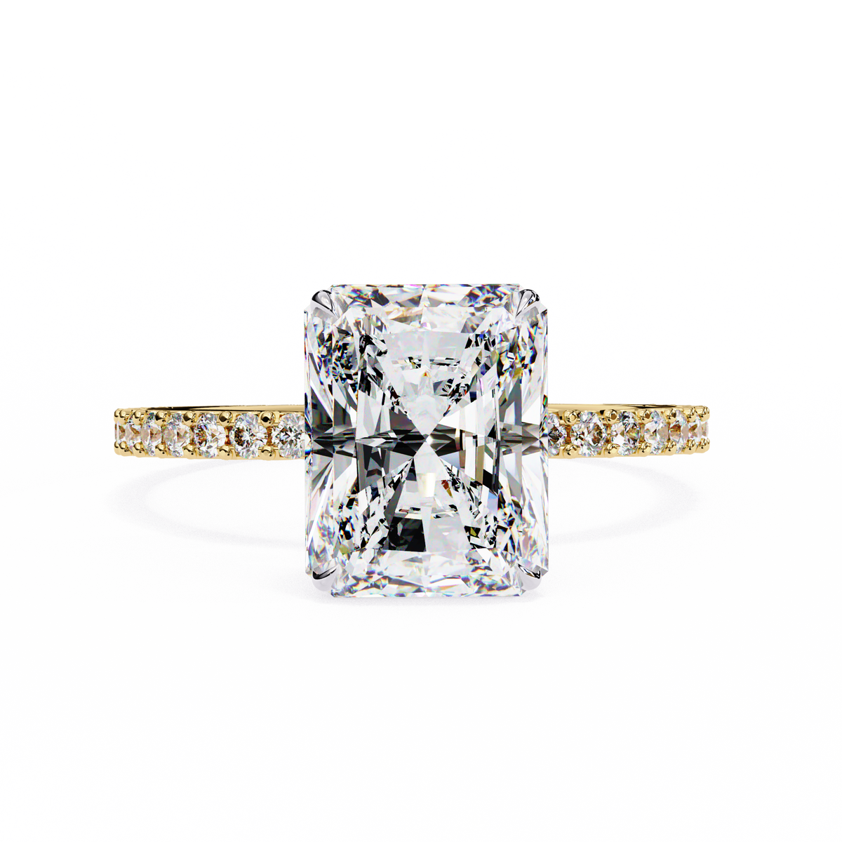 Reverra 14K Solitaire Diamond Pavé Band Engagement Ring, CTTW-3.33