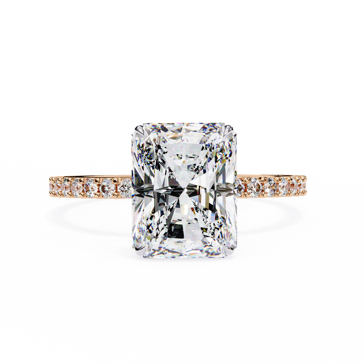 Reverra 14K Solitaire Diamond Pavé Band Engagement Ring, CTTW-3.33