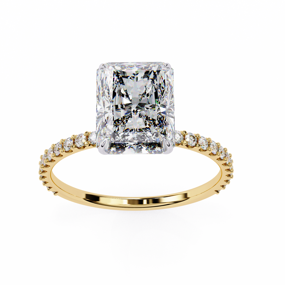 Reverra 14K Solitaire Diamond Pavé Band Engagement Ring, CTTW-3.33