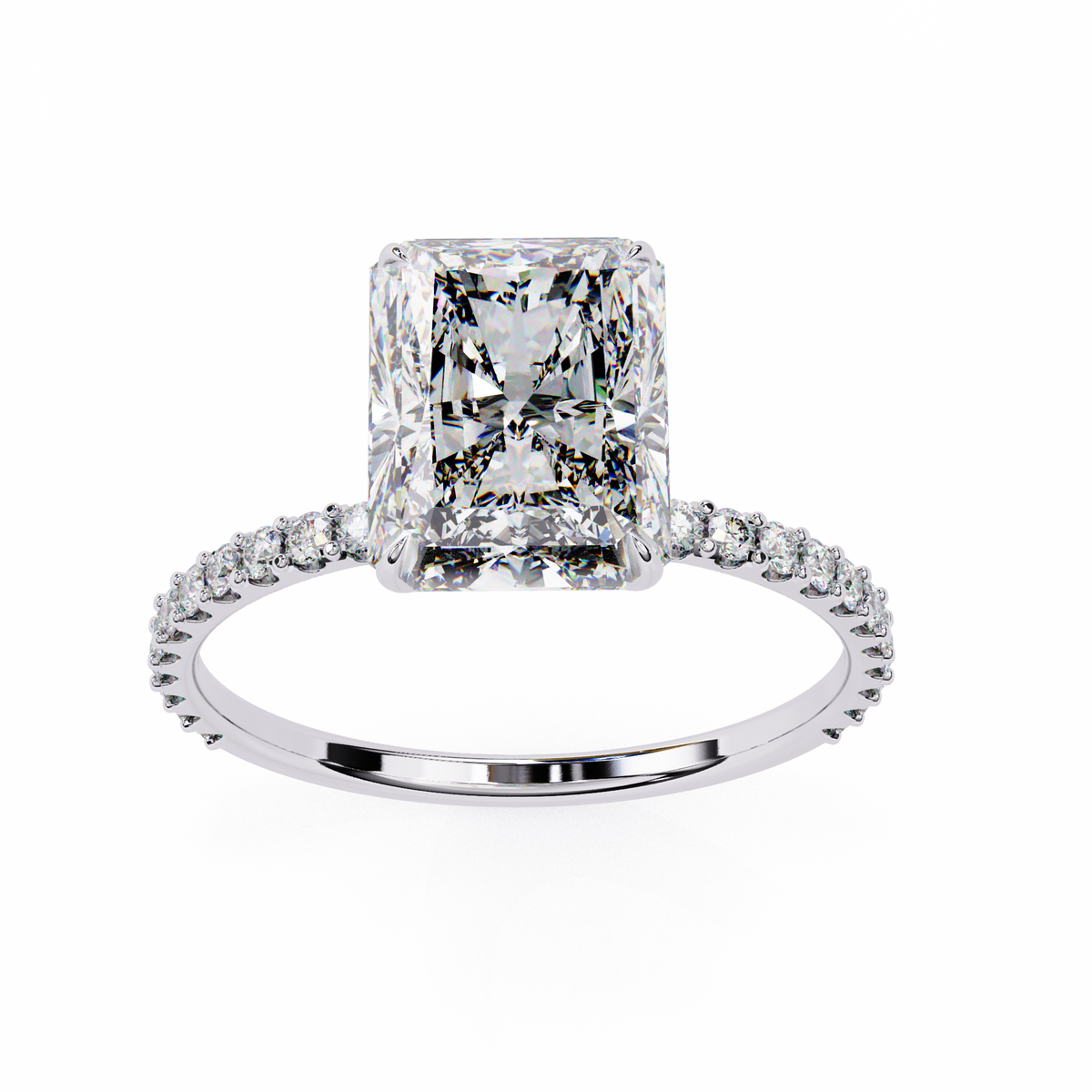 Reverra 14K Solitaire Diamond Pavé Band Engagement Ring, CTTW-3.33