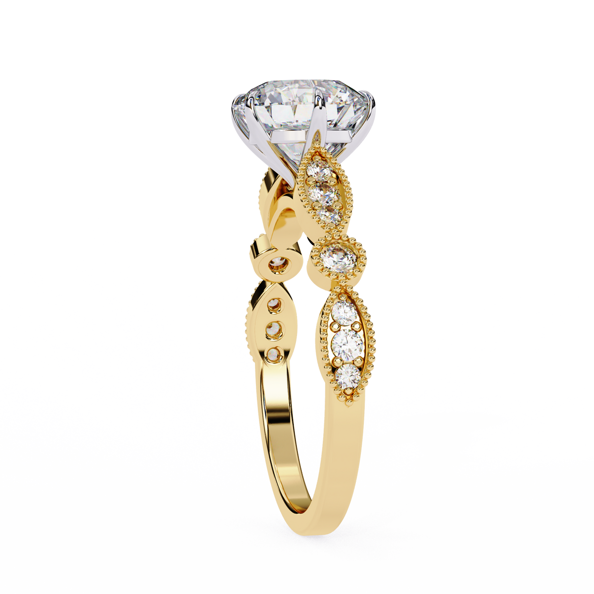 Reverra 14K Vintage Milgrain Diamond Engagement Ring, CTTW-2.16