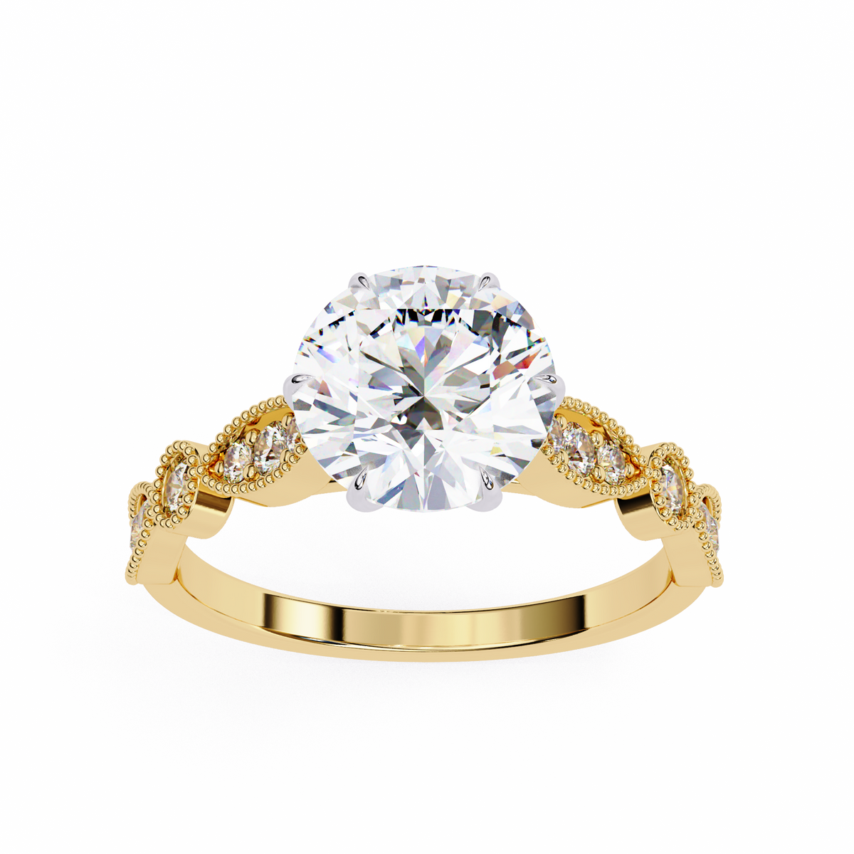Reverra 14K Vintage Milgrain Diamond Engagement Ring, CTTW-2.16