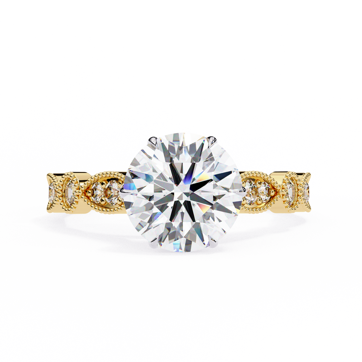 Reverra 14K Vintage Milgrain Diamond Engagement Ring, CTTW-2.16