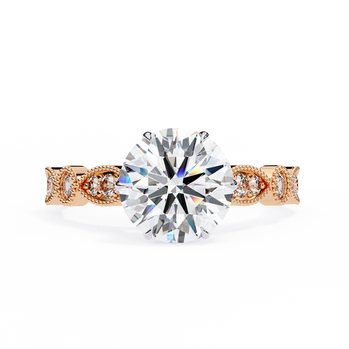 Reverra 14K Vintage Milgrain Diamond Engagement Ring, CTTW-2.16