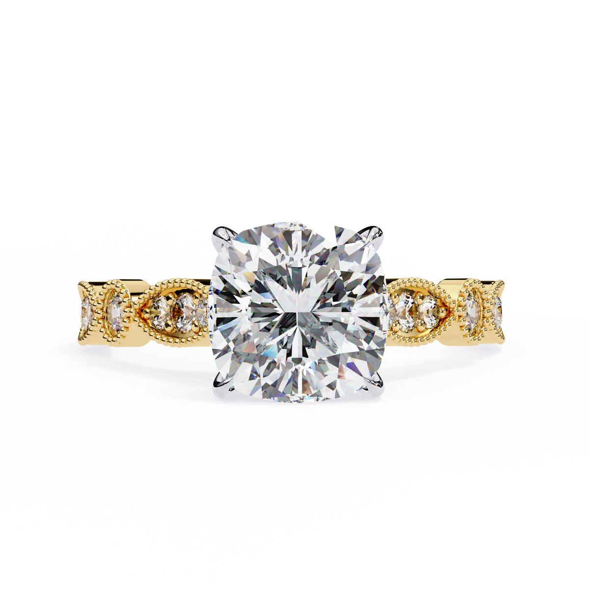 Reverra 14K Vintage Milgrain Diamond Engagement Ring, CTTW-2.9