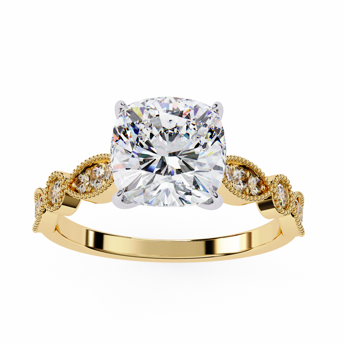 Reverra 14K Vintage Milgrain Diamond Engagement Ring, CTTW-2.9