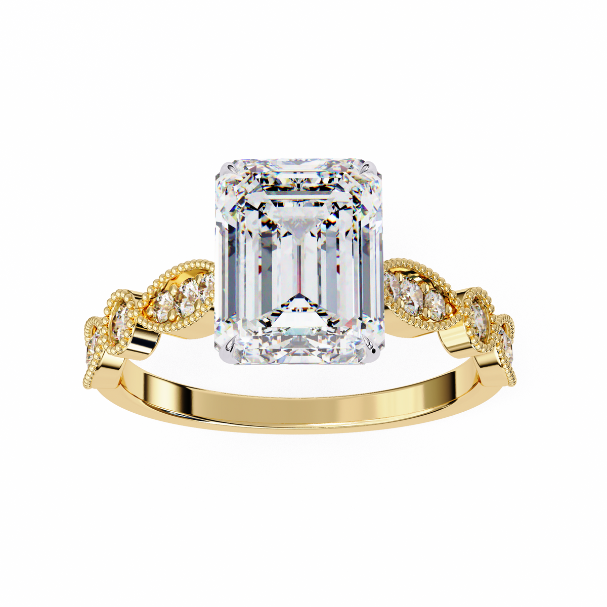 Reverra 14K Vintage Milgrain Diamond Engagement Ring, CTTW-2.8