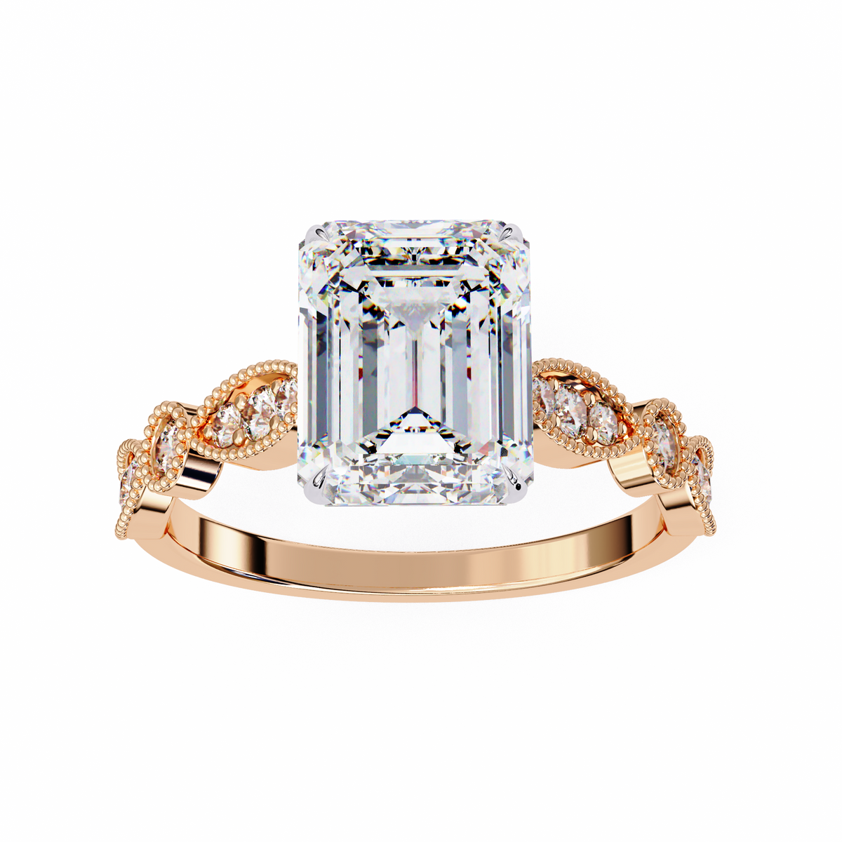 Reverra 14K Vintage Milgrain Diamond Engagement Ring, CTTW-2.8