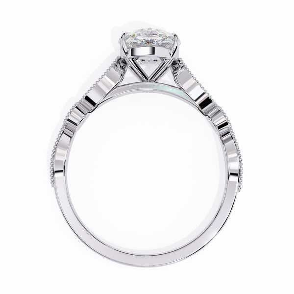 Reverra 14K Gold Oval & Round Lab Grown Diamond Vintage Milgrain Engagement Ring for Women, CTTW-1.44