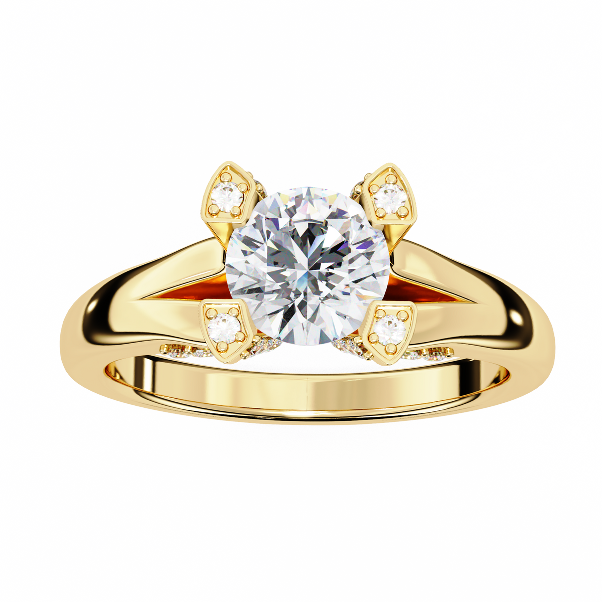 Reverra 14K Split Shank Diamond Accent Engagement Ring, CTTW-1.03