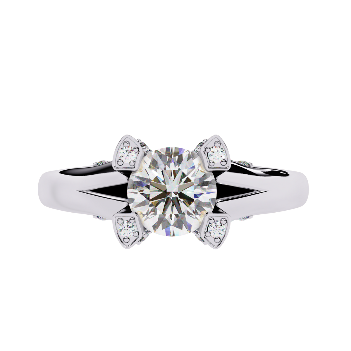 Reverra 14K Split Shank Diamond Accent Engagement Ring, CTTW-1.03