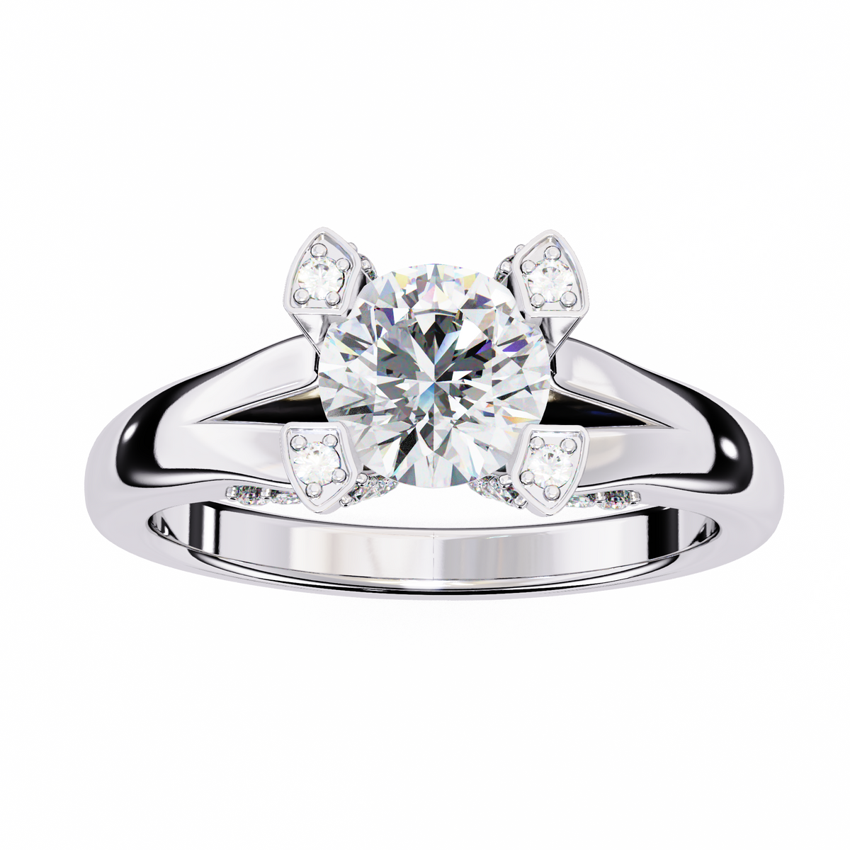 Reverra 14K Split Shank Diamond Accent Engagement Ring, CTTW-1.03