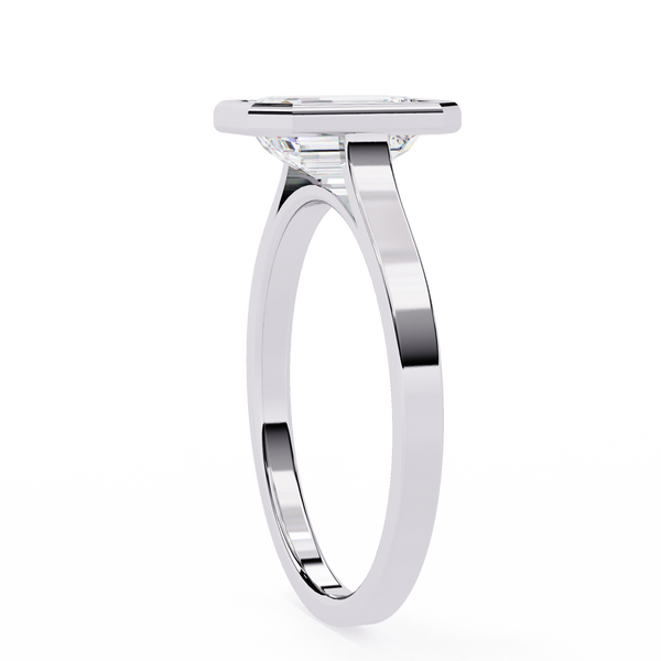 Reverra 14K Gold Emerald Lab Grown Diamond Bezel Set Modern Solitaire Engagement Ring for Women, CTTW-1.31