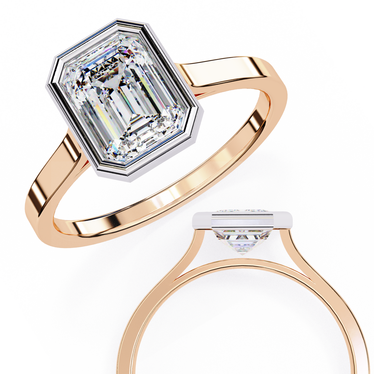 Reverra 14K Bezel Set Modern Solitaire Engagement Ring, CTTW-1.31