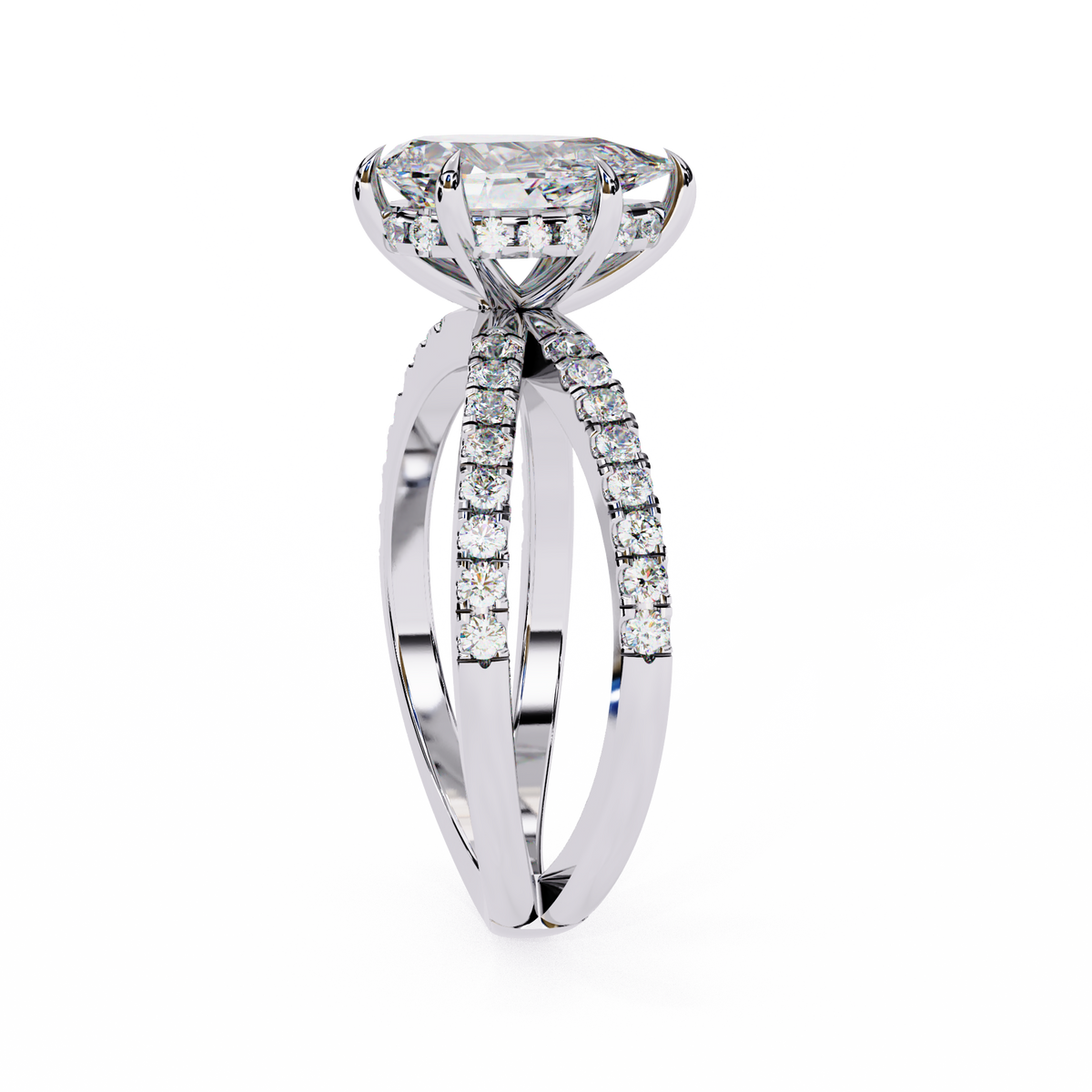 Reverra 14K Split Shank Diamond Engagement Ring, CTTW-2.22