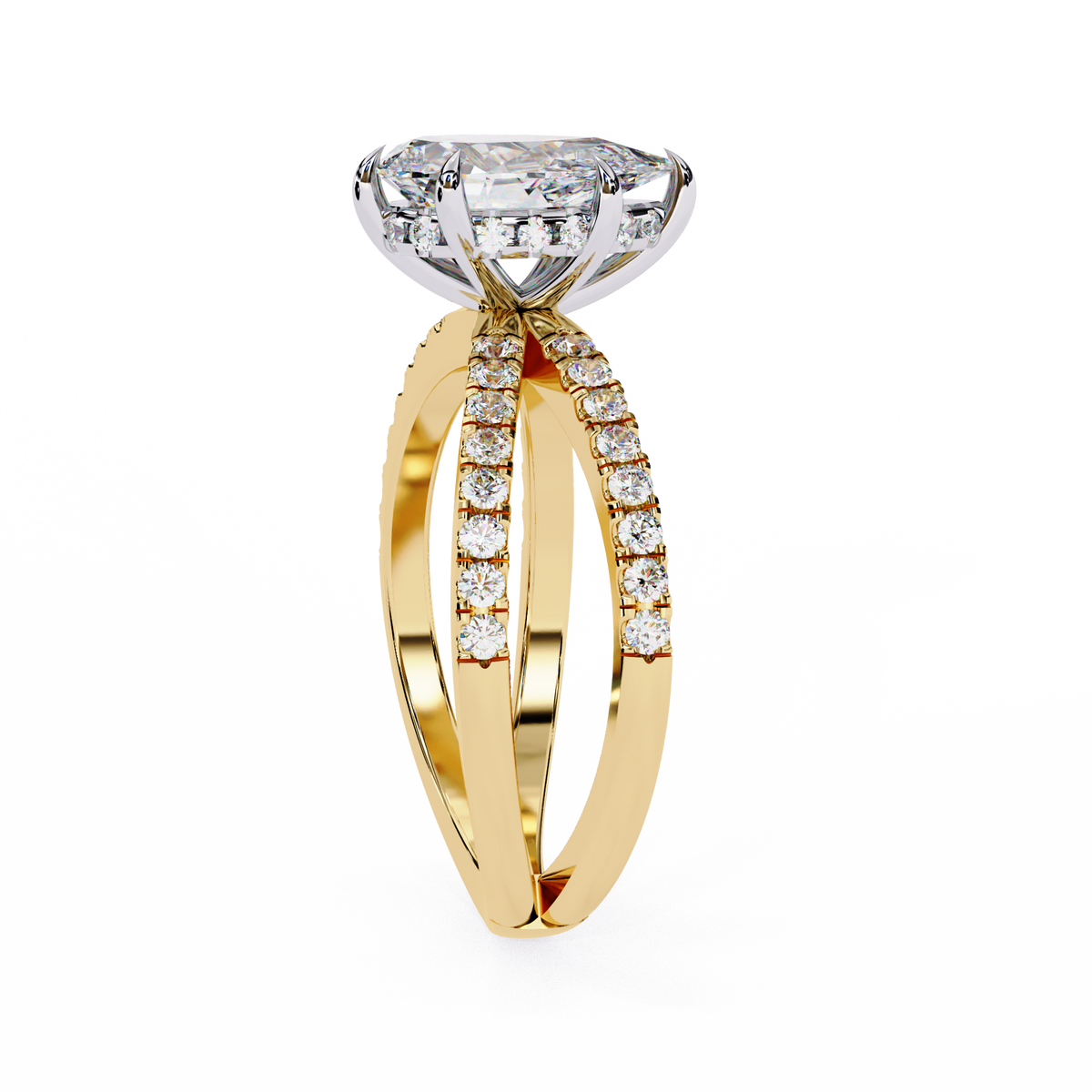 Reverra 14K Split Shank Diamond Engagement Ring, CTTW-2.22