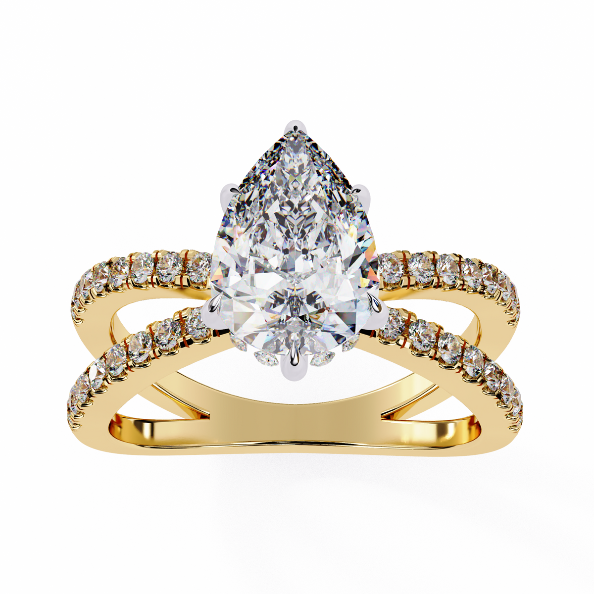 Reverra 14K Split Shank Diamond Engagement Ring, CTTW-2.22