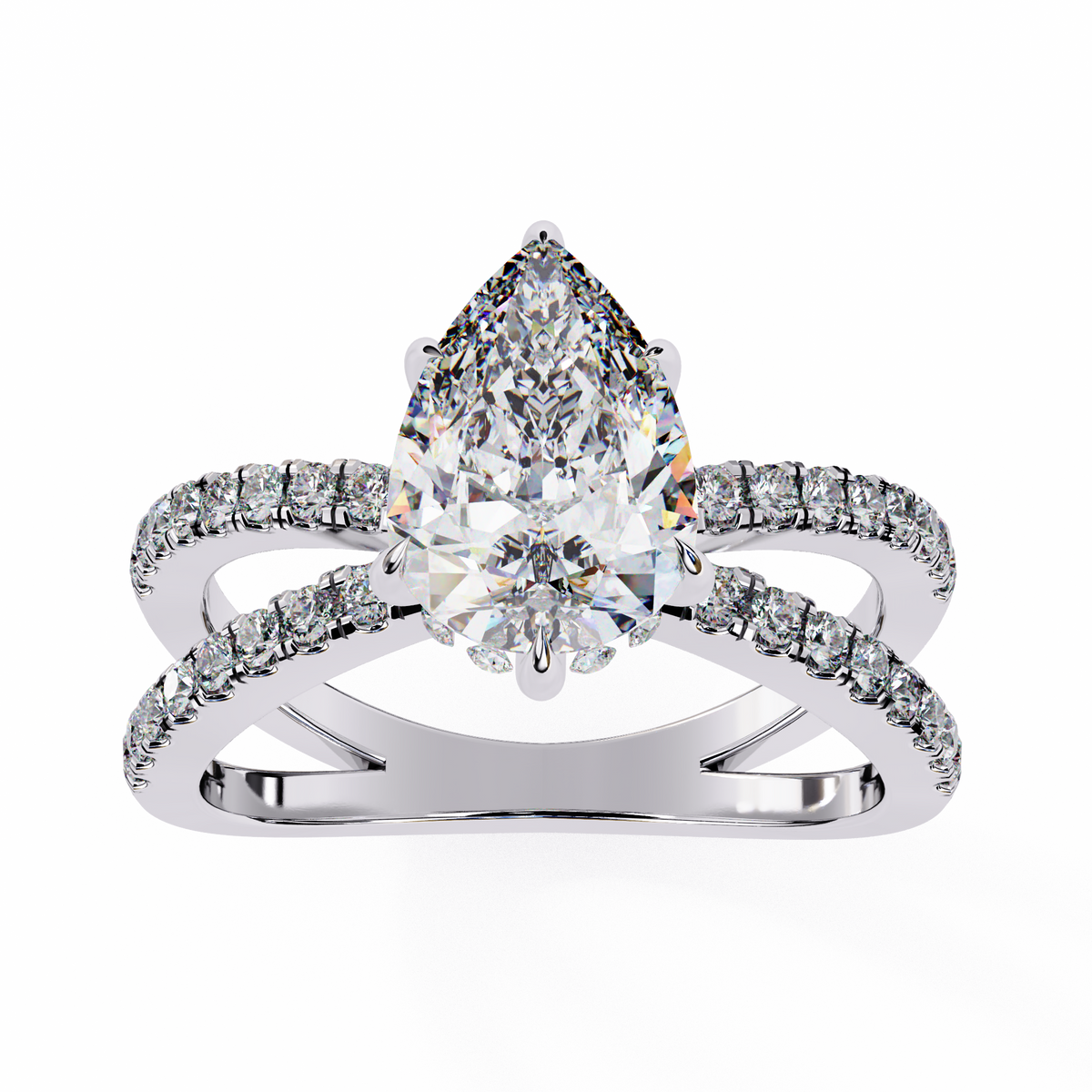 Reverra 14K Split Shank Diamond Engagement Ring, CTTW-2.22