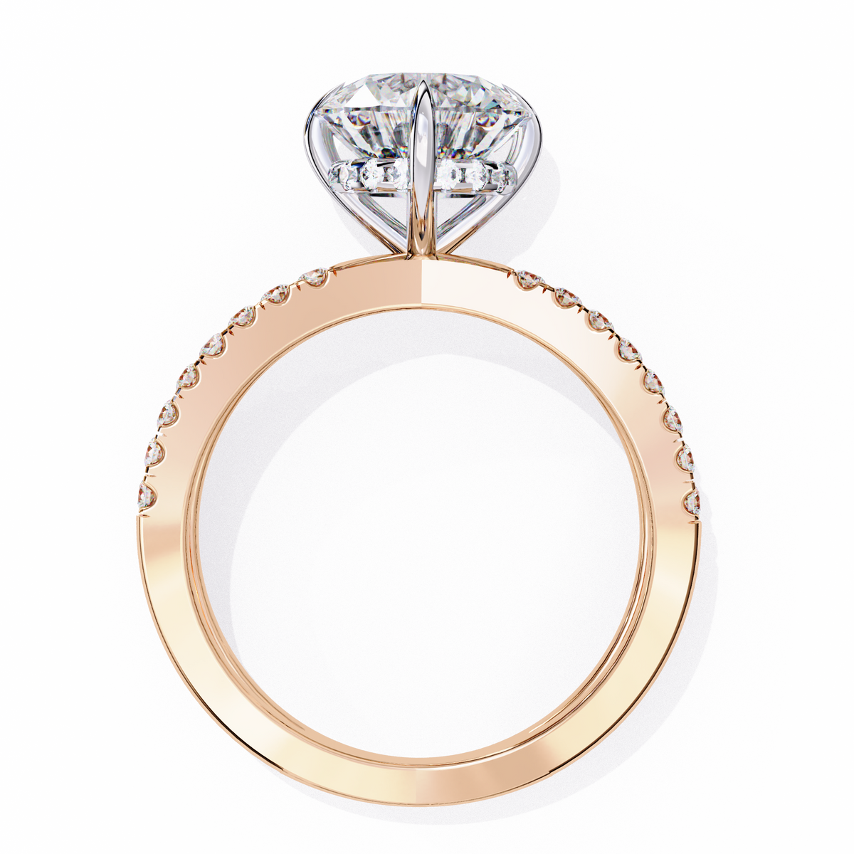 Reverra 14K Round Brilliant Double Band Split Shank Diamond Ring, CTTW-2.7