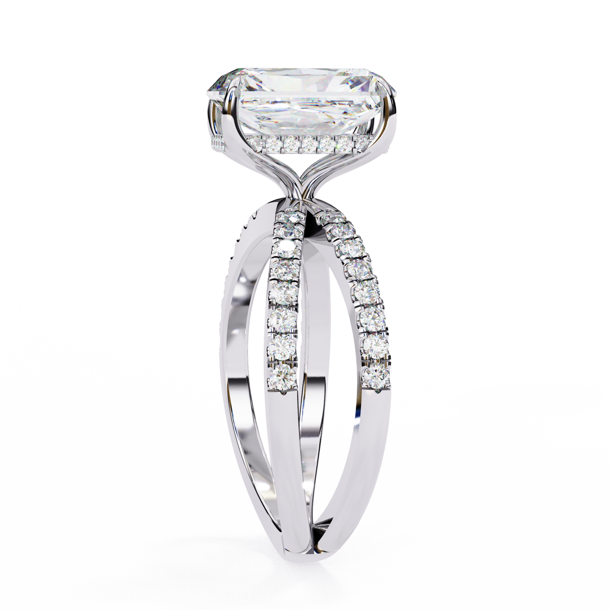 Reverra 14K Split Shank Double Band Diamond Ring, CTTW-2.85