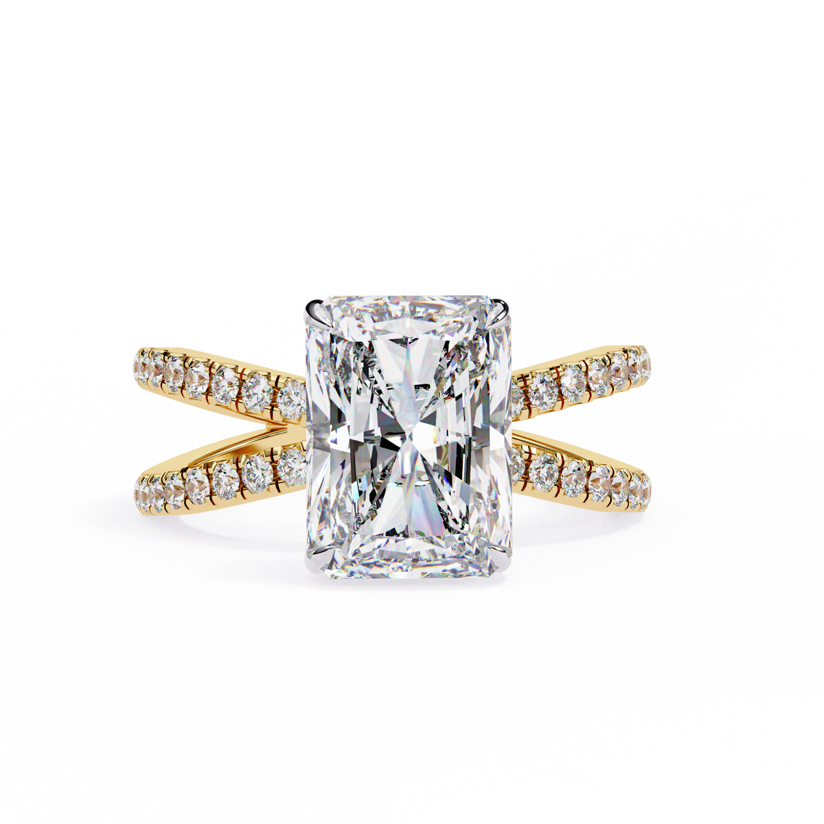 Reverra 14K Split Shank Double Band Diamond Ring, CTTW-2.85