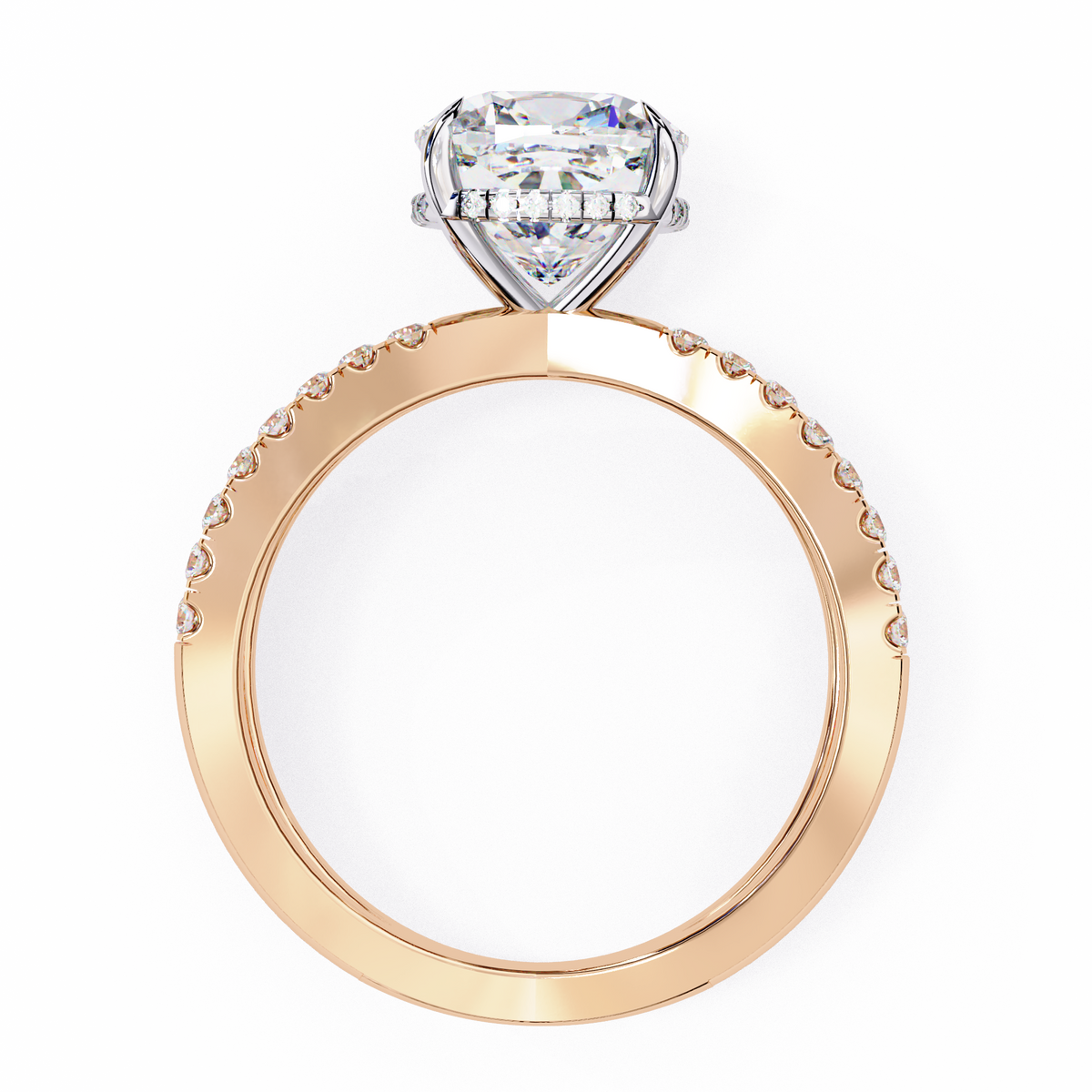 Reverra 14K Split Shank Double Band Diamond Ring, CTTW-2.45