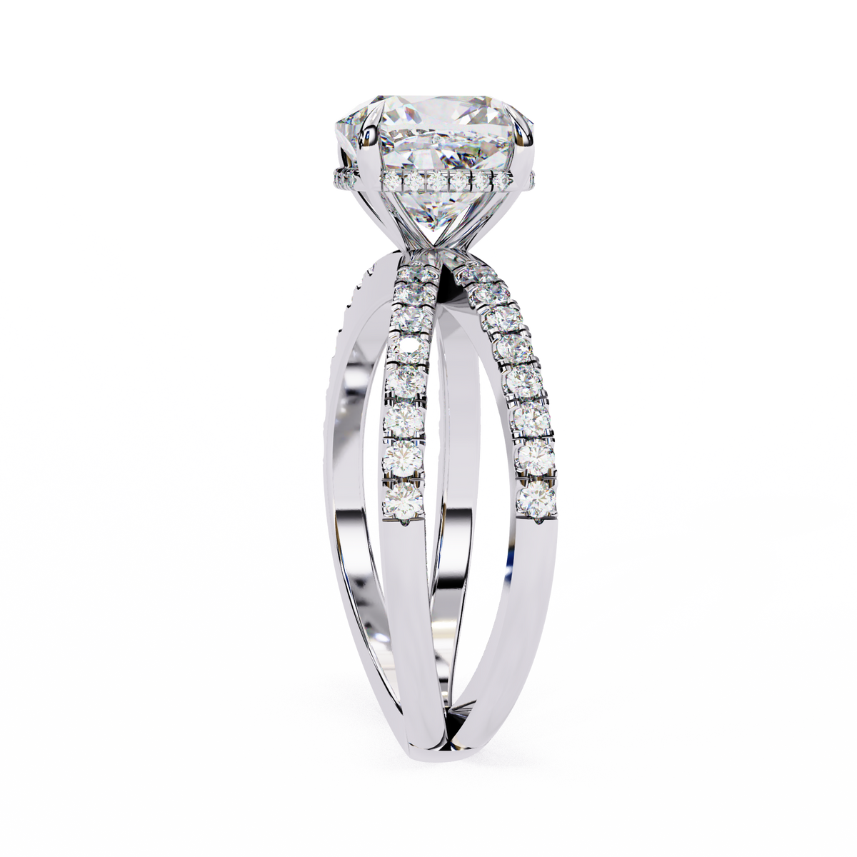 Reverra 14K Split Shank Double Band Diamond Ring, CTTW-2.45