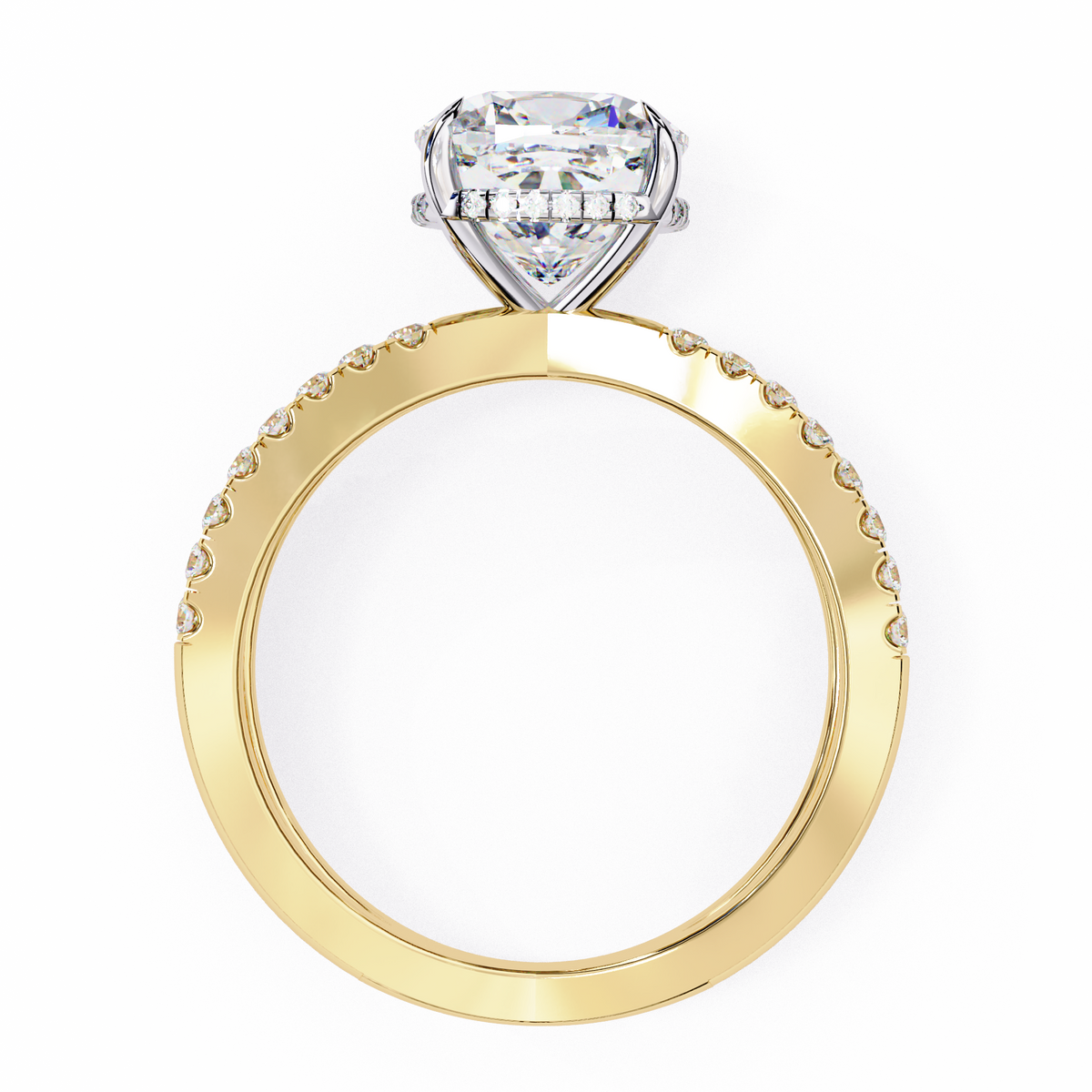 Reverra 14K Split Shank Double Band Diamond Ring, CTTW-2.45