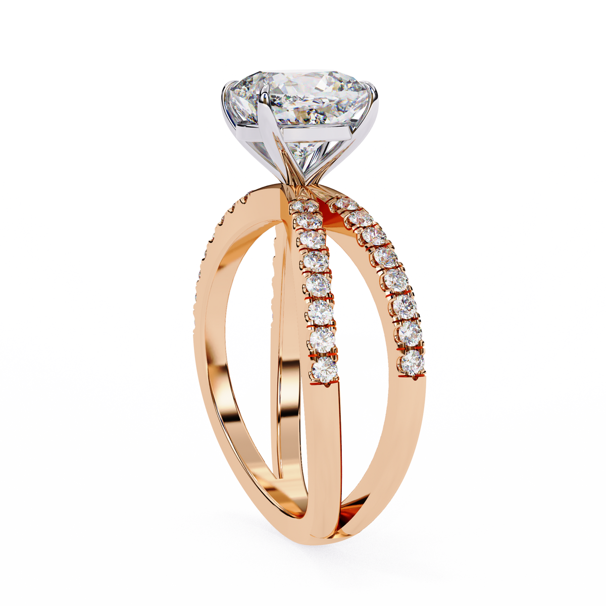 Reverra 14K Split Shank Pave Diamond Engagement Ring, CTTW-2.98