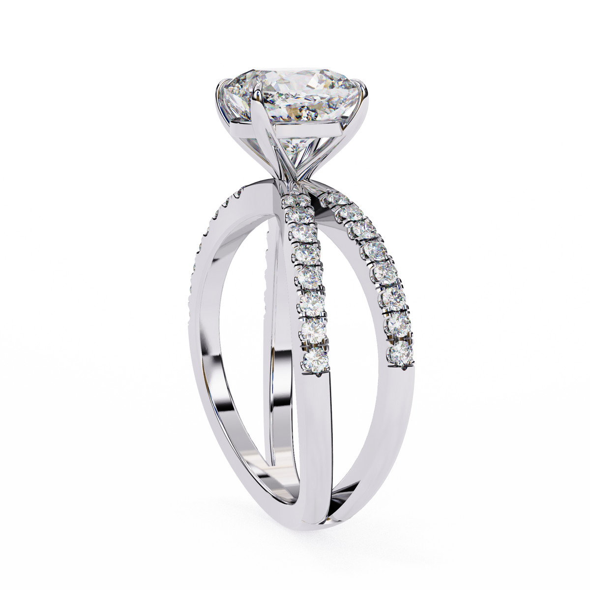 Reverra 14K Split Shank Pave Diamond Engagement Ring, CTTW-2.98