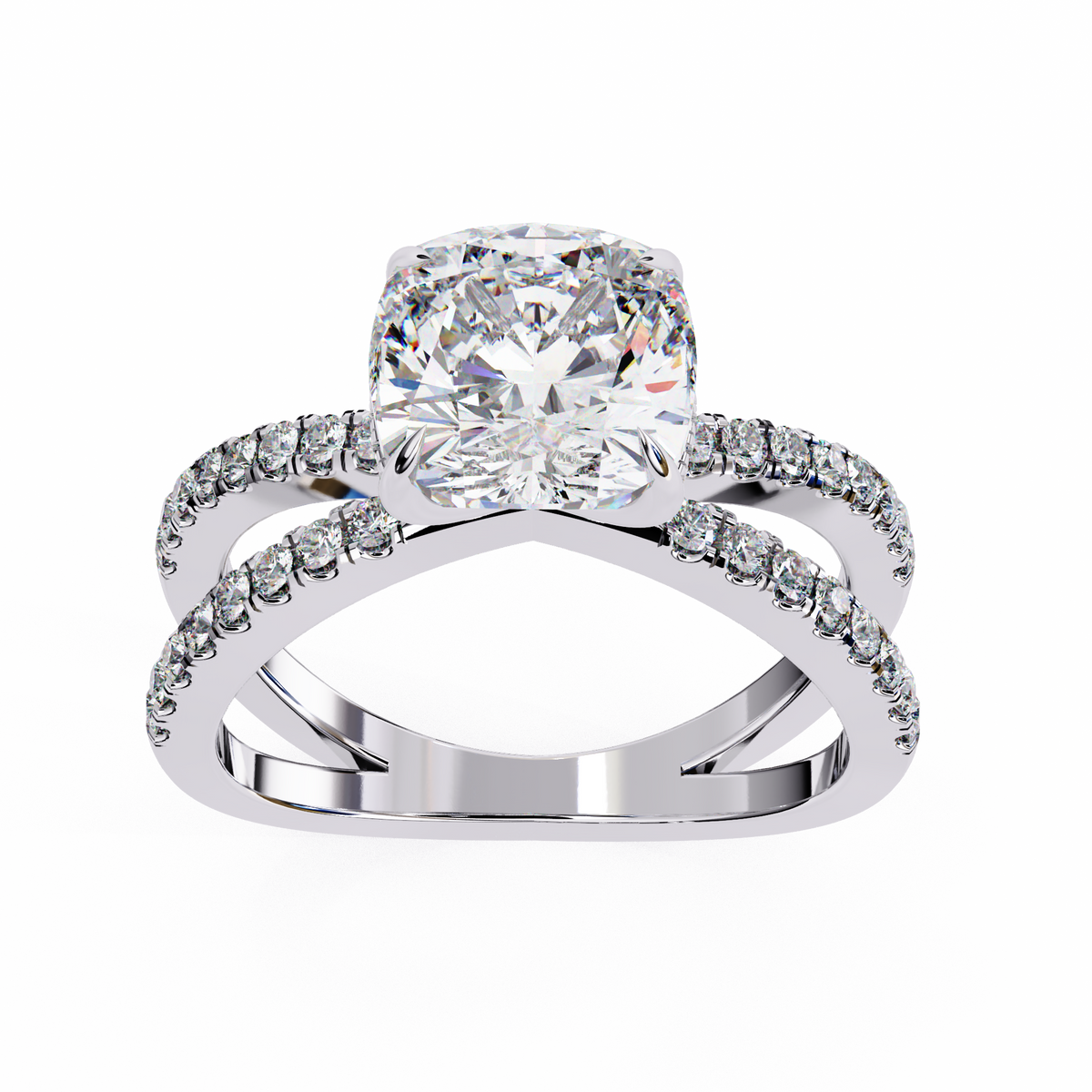 Reverra 14K Split Shank Pave Diamond Engagement Ring, CTTW-2.98