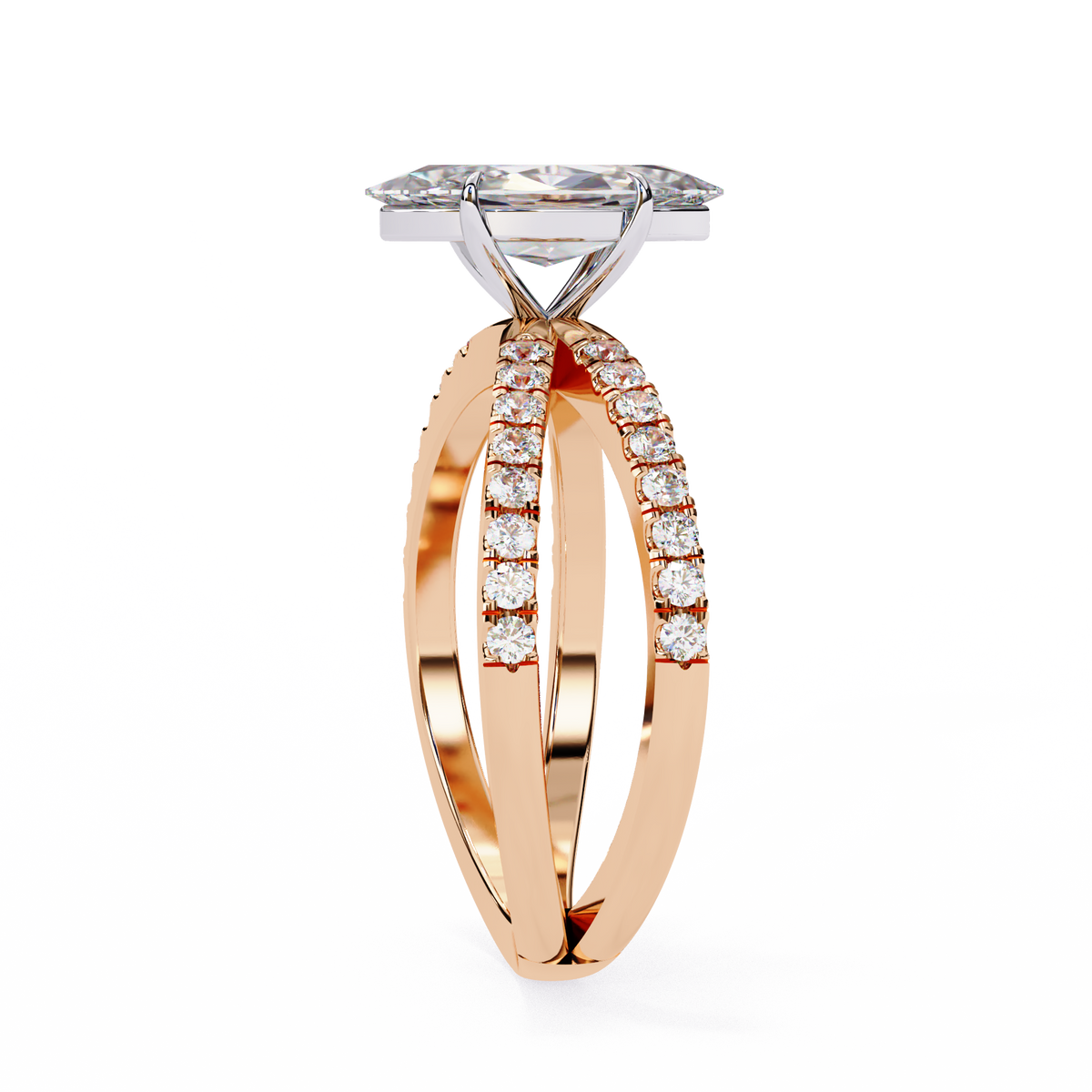 Reverra 14K Marquise Diamond Split Shank Engagement Ring, CTTW-1.14