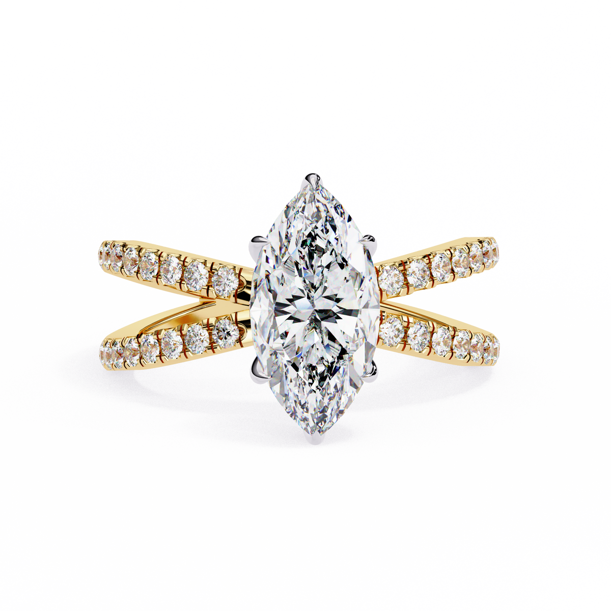 Reverra 14K Marquise Diamond Split Shank Engagement Ring, CTTW-1.14