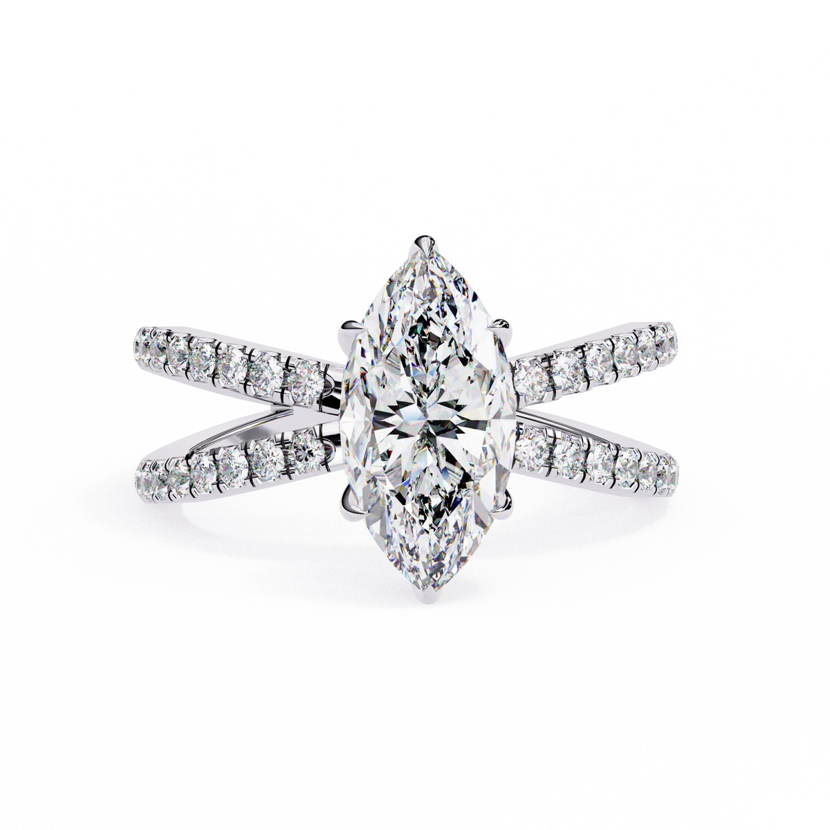 Reverra 14K Marquise Diamond Split Shank Engagement Ring, CTTW-1.14
