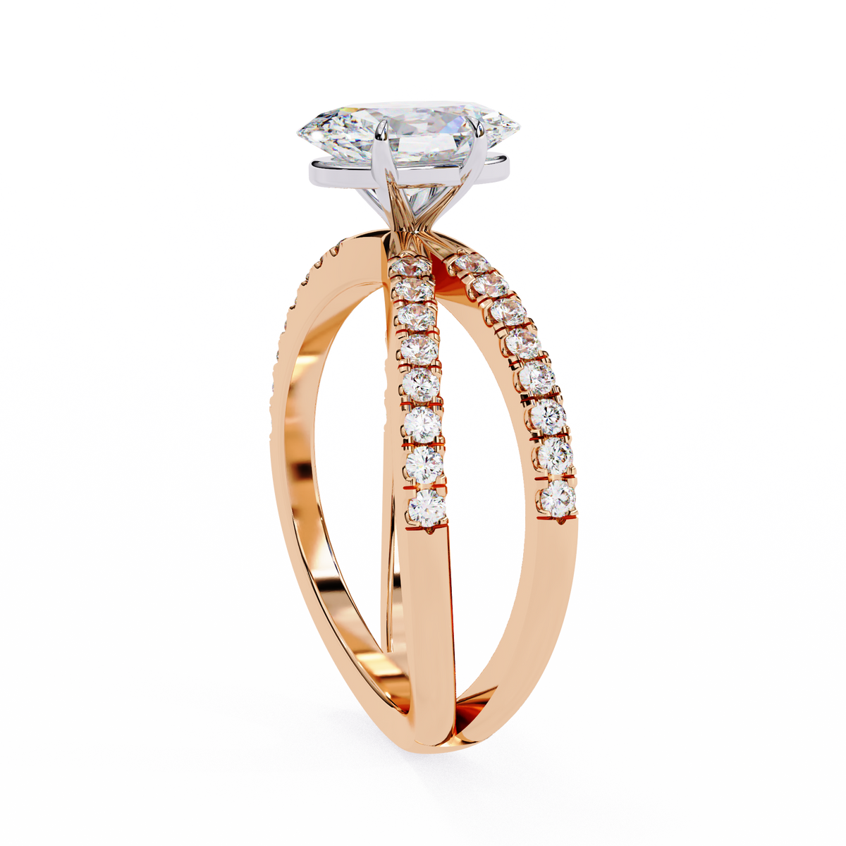 Reverra 14K Oval Diamond Split Shank Engagement Ring, CTTW-1.52