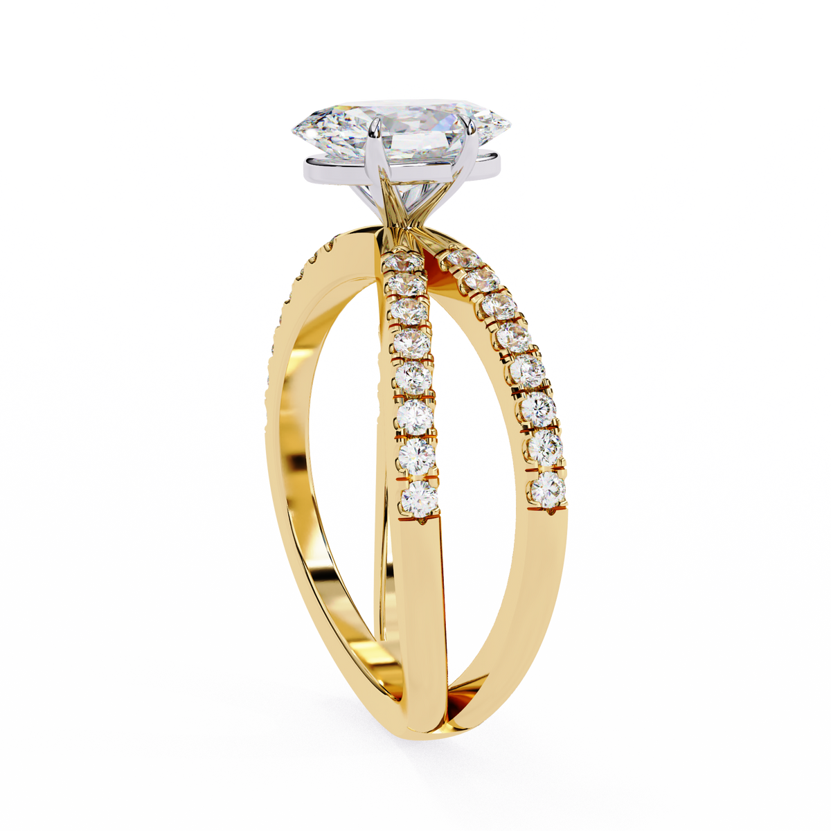 Reverra 14K Oval Diamond Split Shank Engagement Ring, CTTW-1.52