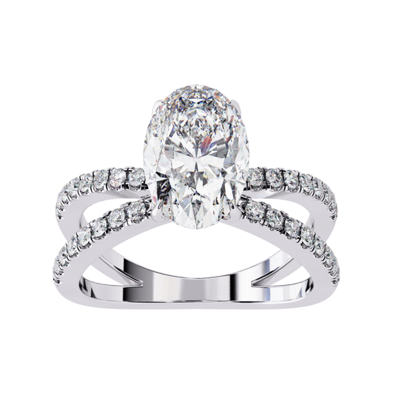 Reverra 14K Gold Oval & Round Lab Grown Diamond Split Shank Engagement Ring for Women, CTTW-1.52 - Reverra Jewels Inc.