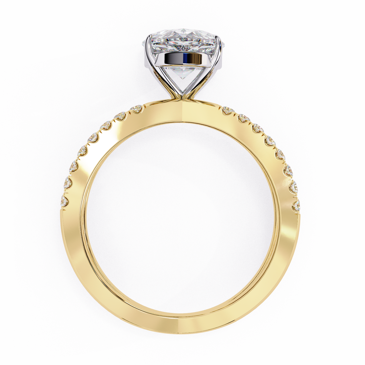 Reverra 14K Pear Shape Diamond Split Shank Engagement Ring, CTTW-1.85