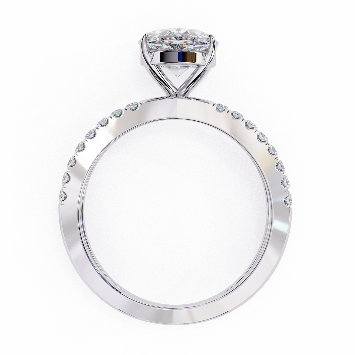 Reverra 14K Pear Shape Diamond Split Shank Engagement Ring, CTTW-1.85