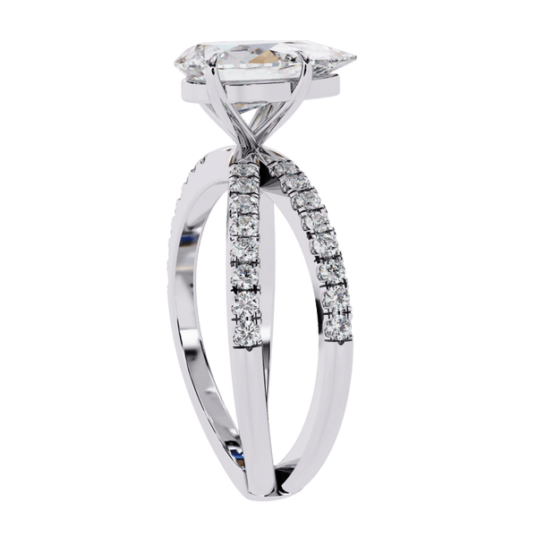 Reverra 14K Gold Pear & Round Lab Grown Diamond Split Shank Engagement Ring for Women, CTTW-1.85 - Reverra Jewels Inc.