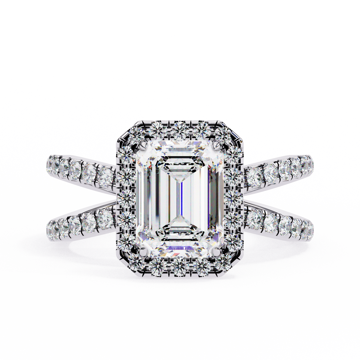 Reverra 14K Diamond Halo Split Shank Engagement Ring, CTTW-2.15