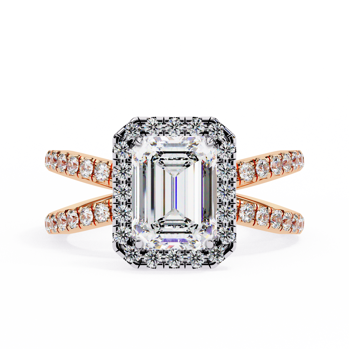 Reverra 14K Diamond Halo Split Shank Engagement Ring, CTTW-2.15