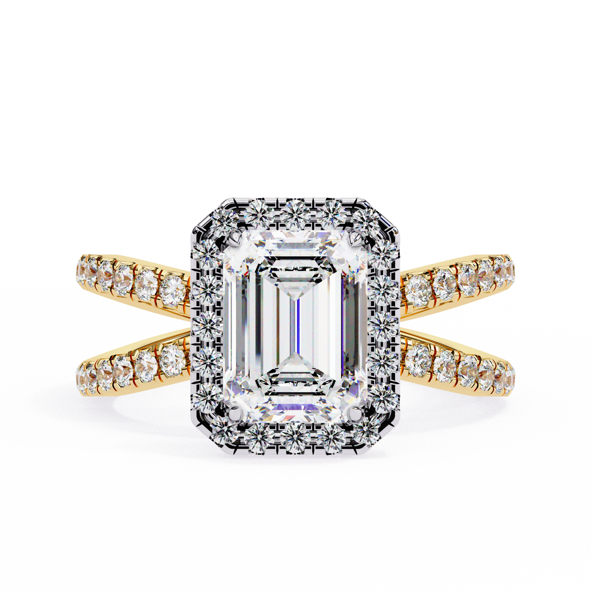 Reverra 14K Diamond Halo Split Shank Engagement Ring, CTTW-2.15