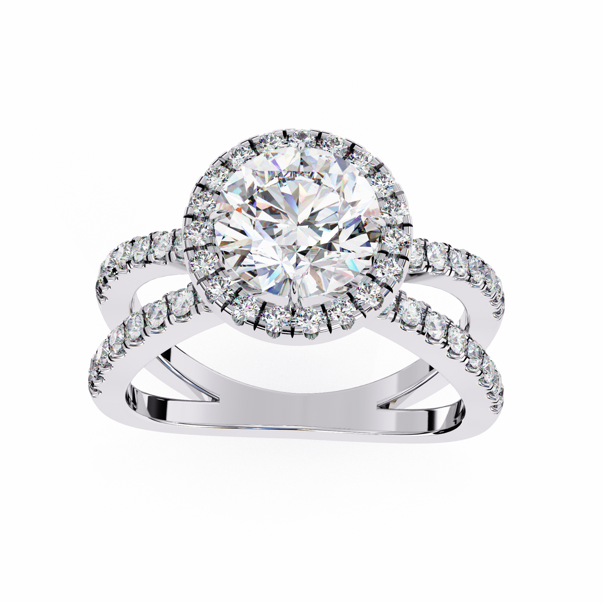 Reverra 14K Halo Split Shank Diamond Engagement Ring, CTTW-2