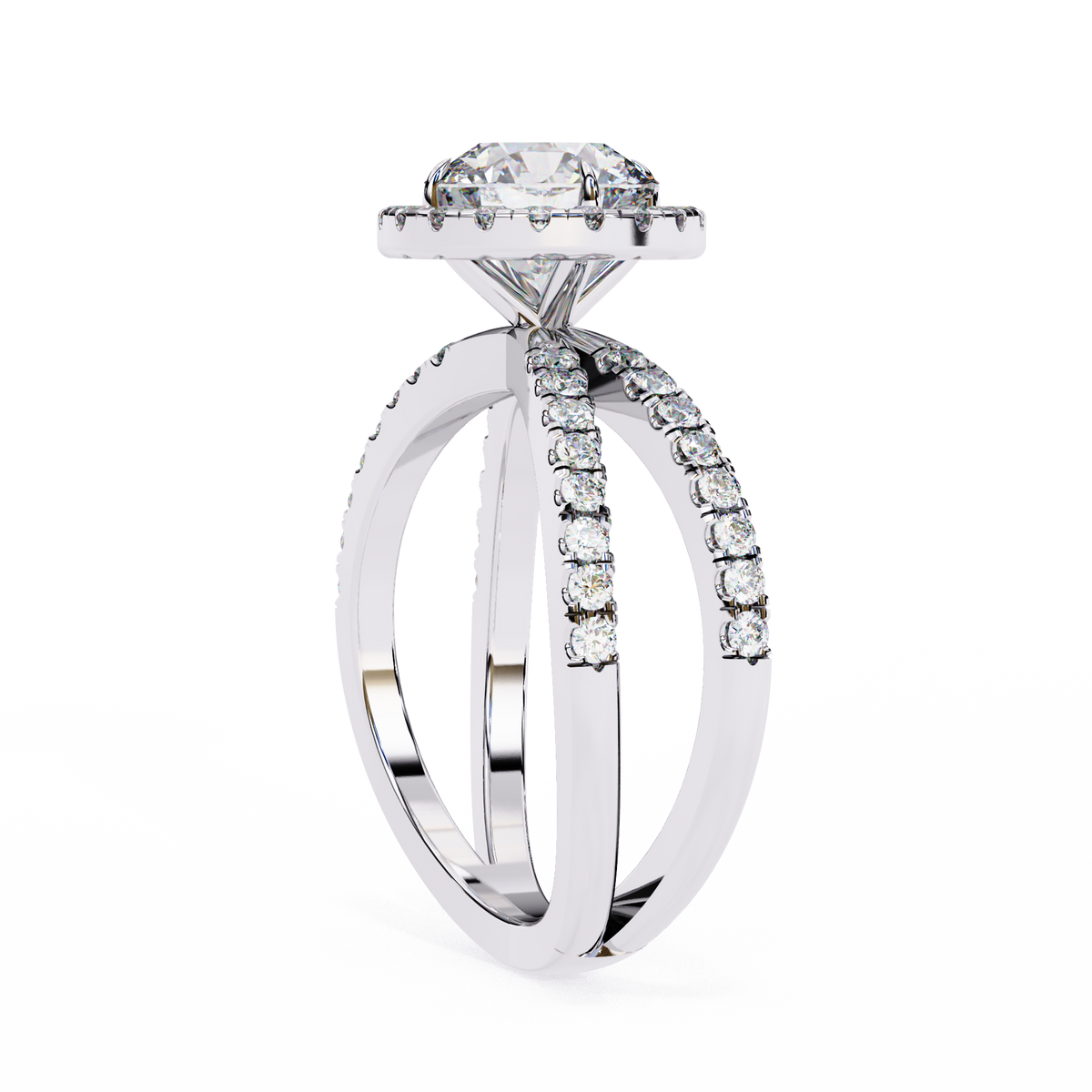 Reverra 14K Halo Split Shank Diamond Engagement Ring, CTTW-2