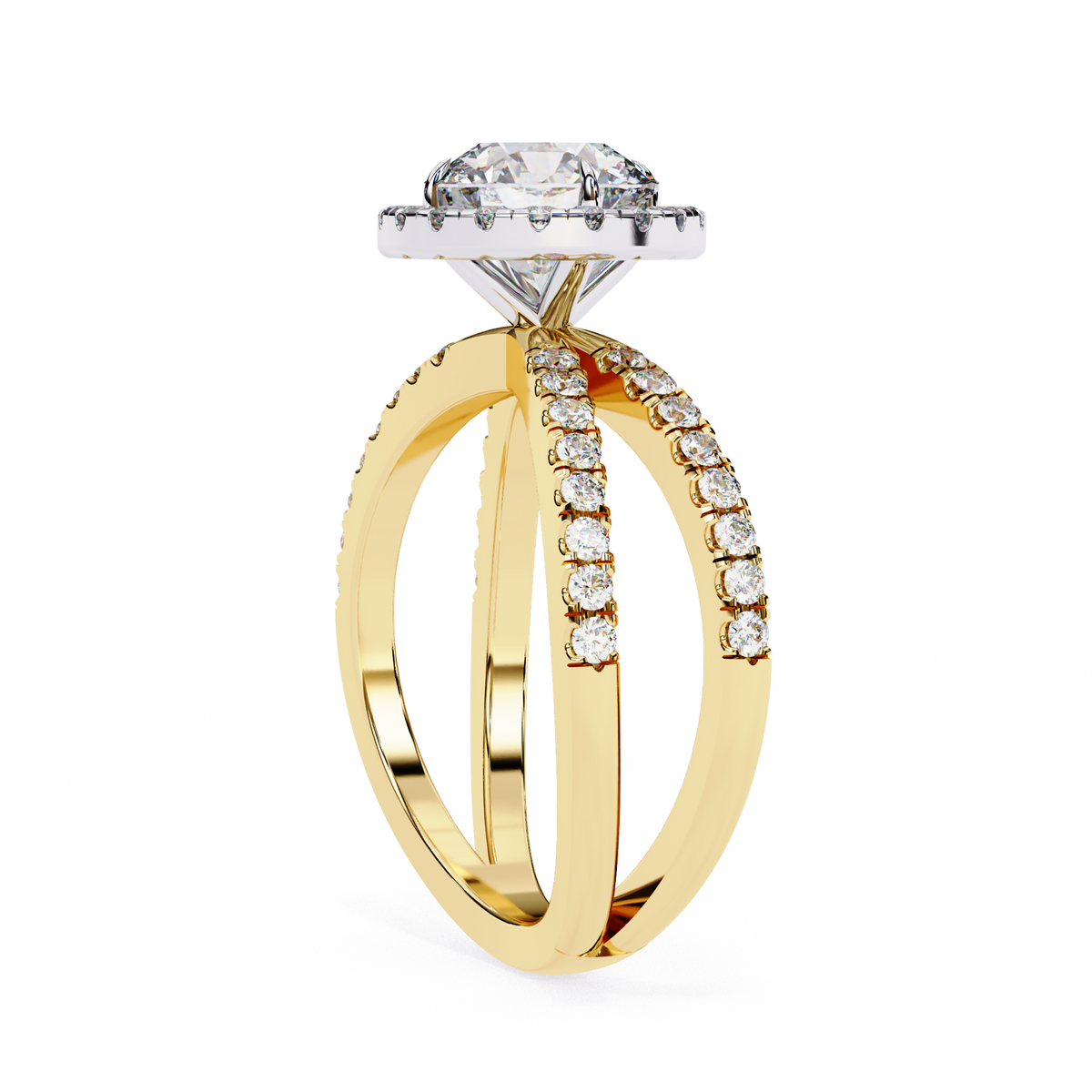 Reverra 14K Halo Split Shank Diamond Engagement Ring, CTTW-2