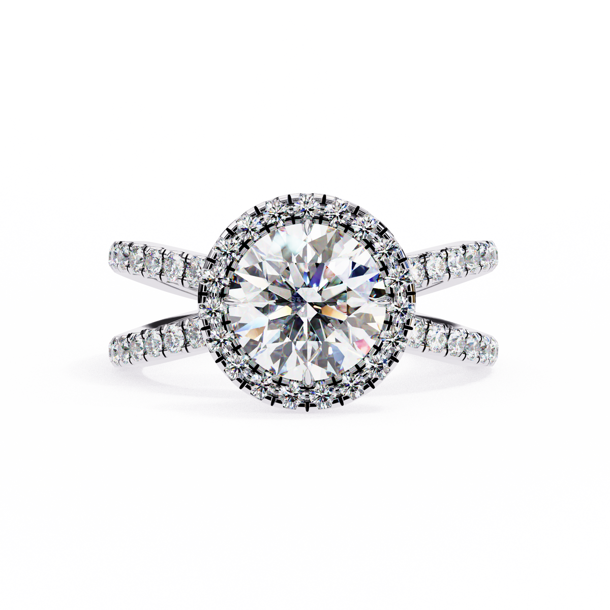 Reverra 14K Halo Split Shank Diamond Engagement Ring, CTTW-2