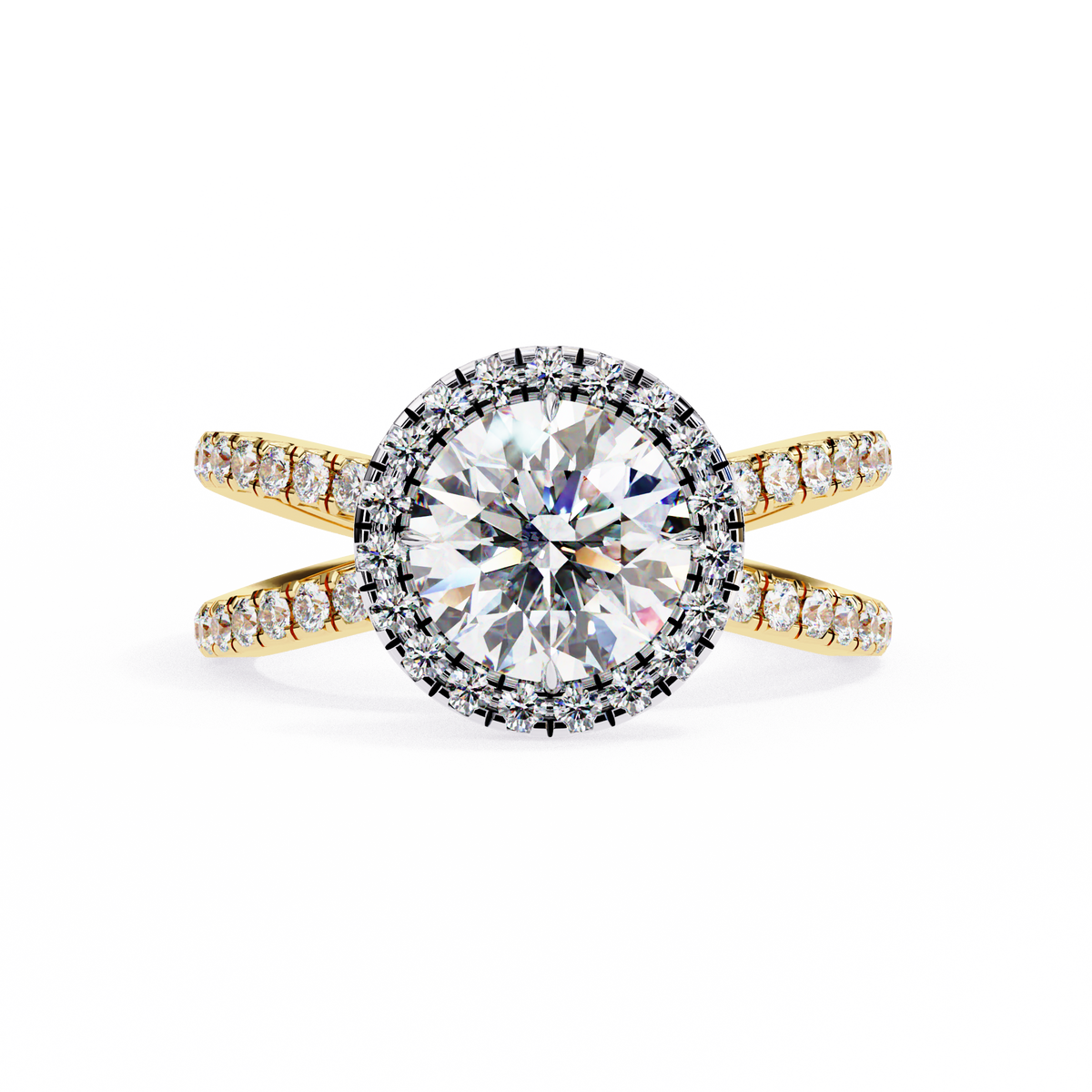 Reverra 14K Halo Split Shank Diamond Engagement Ring, CTTW-2