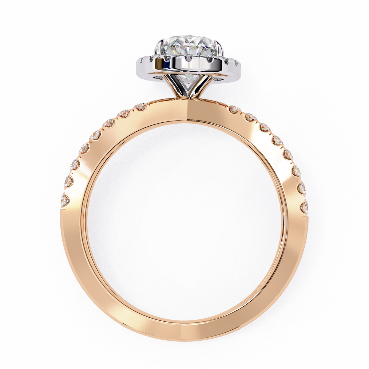 Reverra 14K Oval Halo Split Shank Diamond Engagement Ring, CTTW-1.56