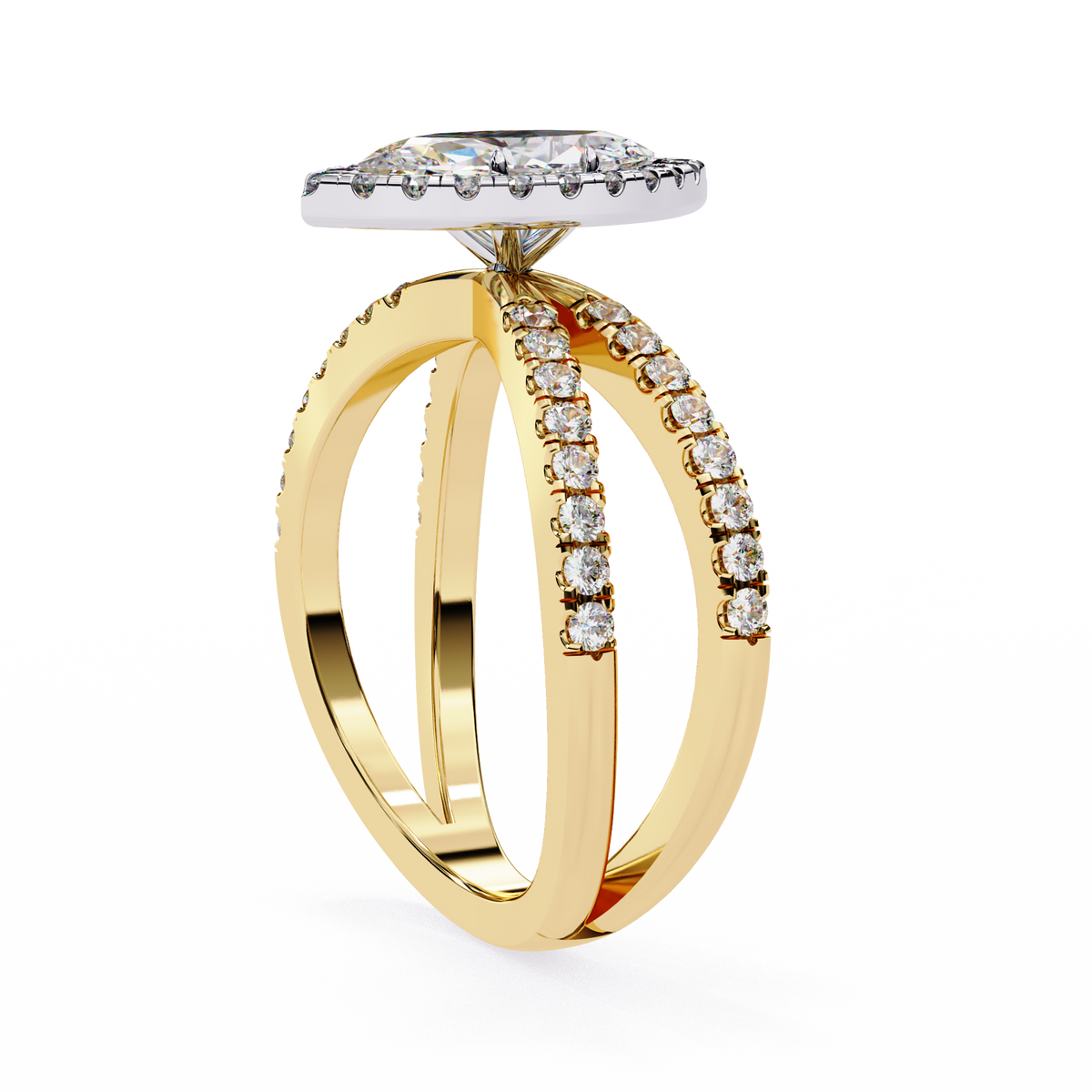 Reverra 14K Marquise Halo Split Shank Diamond Engagement Ring, CTTW-1.3